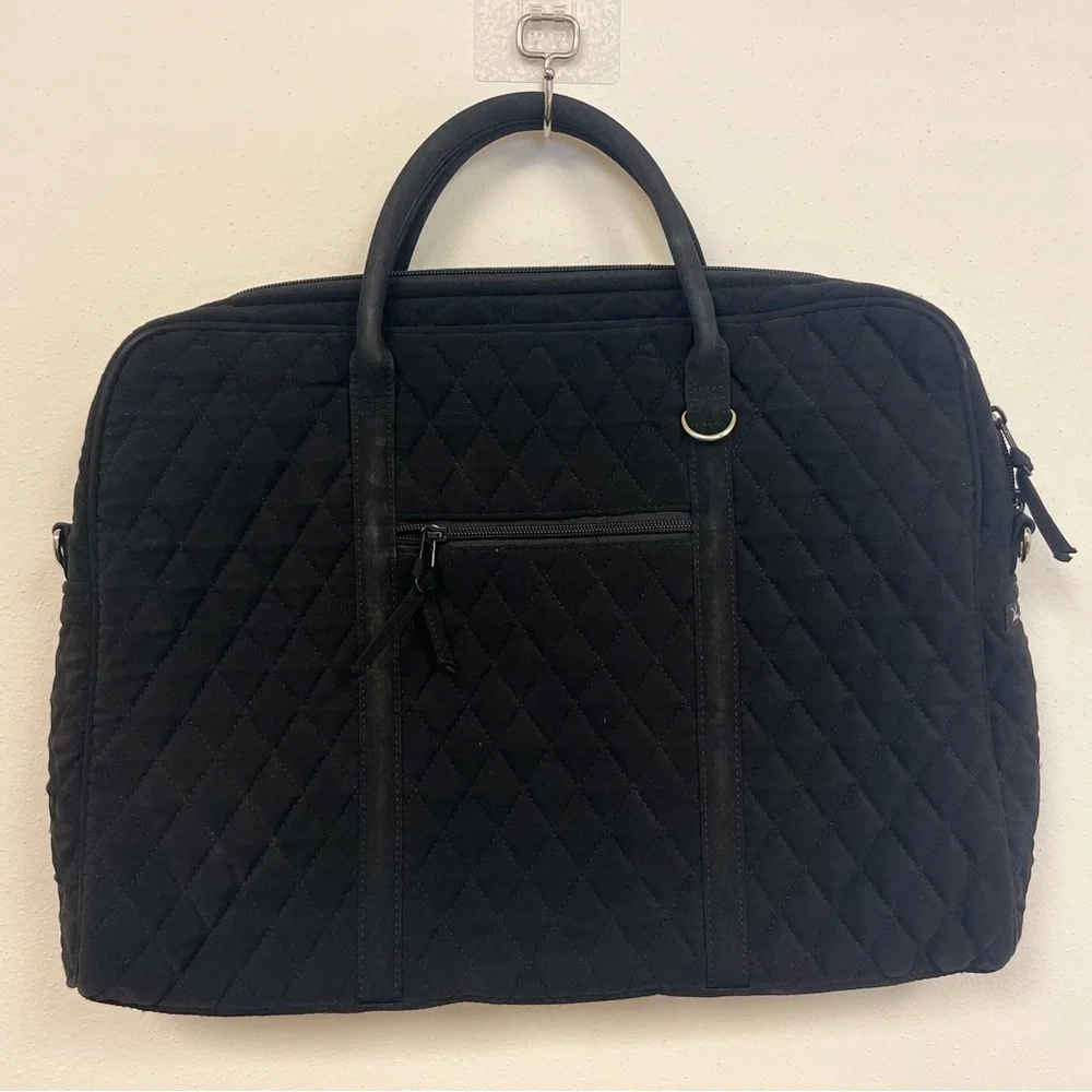 Vera Bradley Quilted Black Laptop Bag Organizer Business Casual Professional